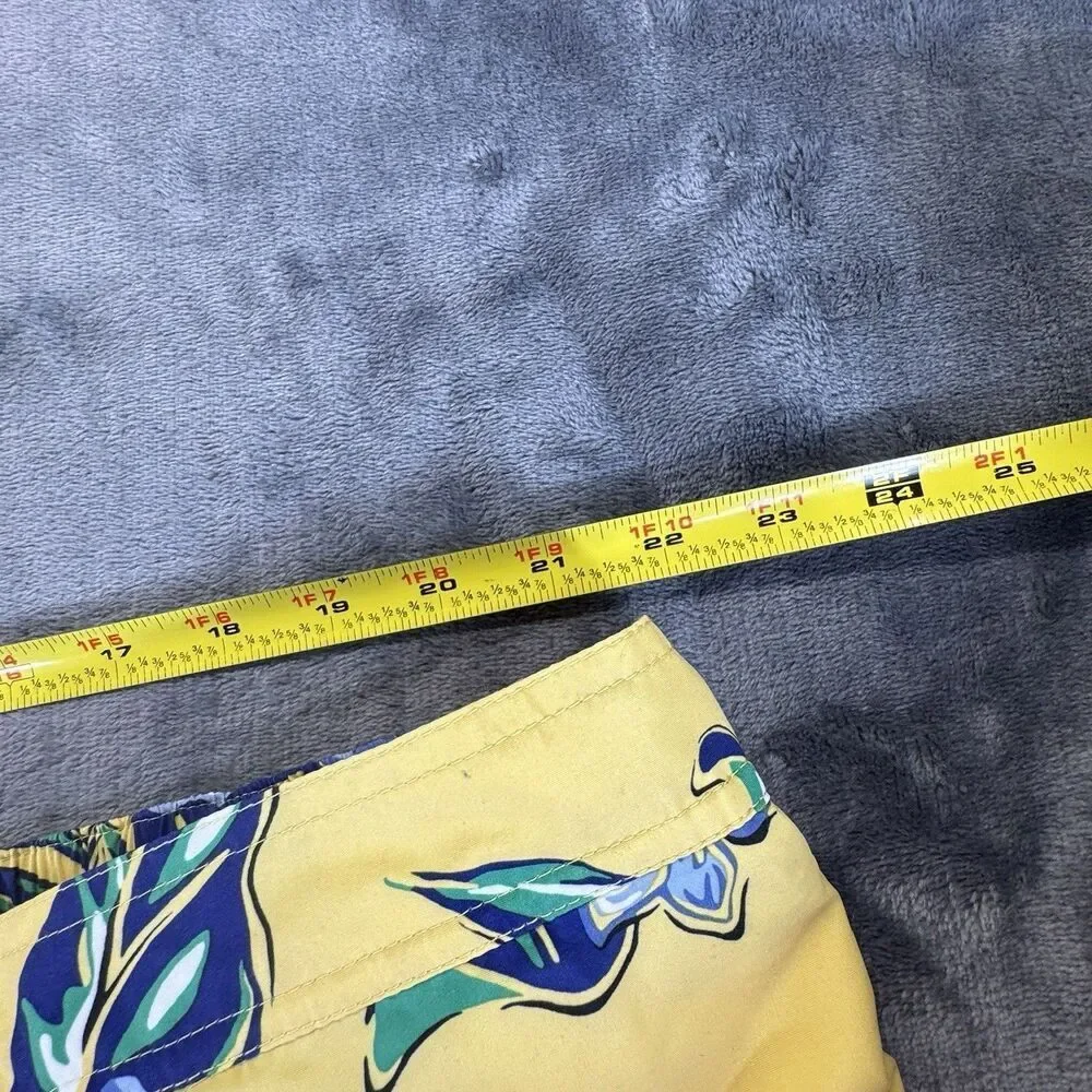 Polo Ralph Lauren Sz 4XL Tall Floral Hibiscus Yellow Hawaiian Swim Trunks Pocket